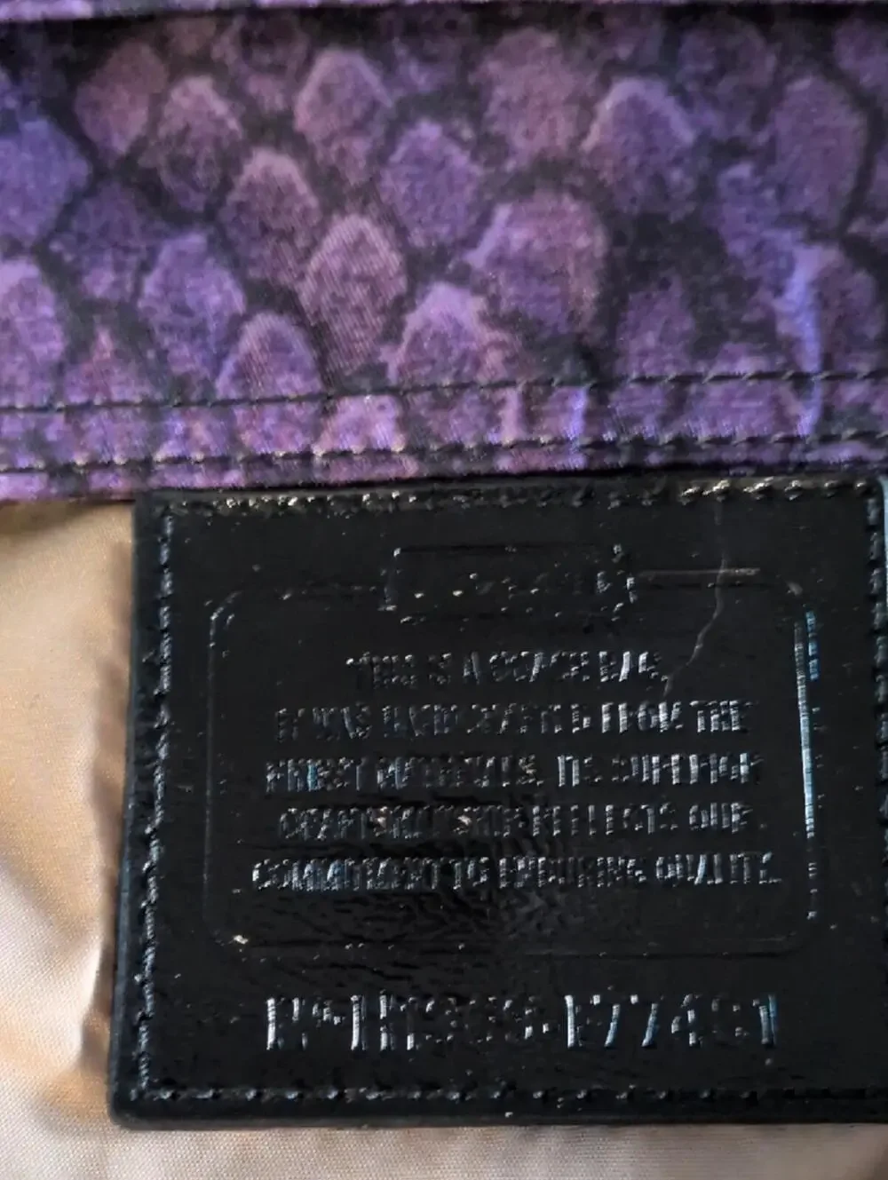 Coach Purple Snake Print File Crossbody Bag